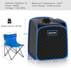 Giantex Portable Sauna, Sauna Box 3L Steam Box Remote Control, 9 Adjustable Temperature & Timer, Foot Roller, Mat & Foldable Chair, Steam Sauna for Single Person, Personal Sauna Tent for Home, Black
