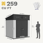 DWVO 6x6 FT Outdoor Storage Shed, All-Weather Resin Garden Tool Shed with Floor & Lockable Door, Plastic Outside Tool Garden Shed with Windows & Vents for Backyard Garden Patio Lawn, Black&Gray