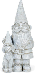 NAT & JULES Gnome 12 inch Resin Stone Garden Statue (Gnome and Dog)