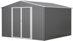 10x10 FT Outdoor Storage Shed, Large Metal Garden Shed with Lockable Hinged Doors, Outside Tool Shed with Sloped Roof & 4 Air Vents, Waterproof Storage Building for Backyard, Patio, Lawn, Gray