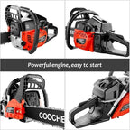 COOCHEER 62CC Gas Chainsaw, 20” 2-Stroke Portable Top Handle Woodcutting Saw with 2 Chain and Tool Kit, Chain saw Gas power for Tree Stumps, Tree Felling(Upgraded)
