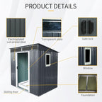 6X5 FT Outdoor Storage Shed, Waterproof Metal Garden Sheds with Lockable Door, Steel Tool Storage Buildings Shed & Outdoor Storage House for Garden, Backyard, Patio, Trash Cans(Black and White)