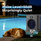 16000 BTU Above Ground Pool Heater 5000 Gallon Swimming Pool Heater Pump Heating or Cooling Electric Pool Heater For Inground Pool WiFi Control Schedule 120V