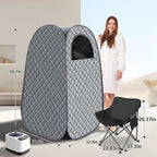 Portable Steam Sauna, Personal Steam Sauna Tent for Home Spa, Full Size Portable Spa Sauna Box with 3L 1000W Sauna Steamer, Large Size Foldable Chair Included, Grey