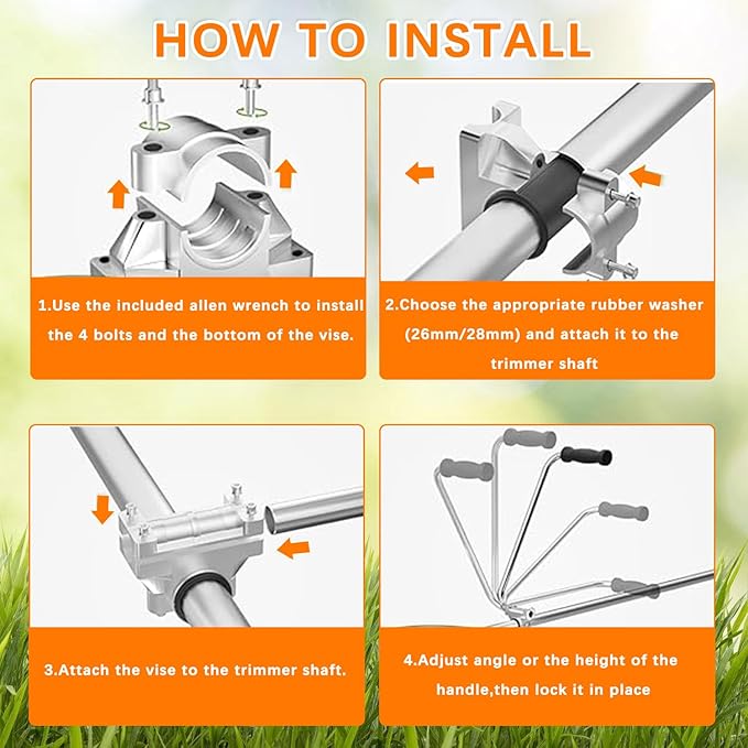 String Trimmers Handle, Ergonomic Trimmer Grip, Weedeater Handle with Bracket Clamp, for Lawn Care, Landscaping, Yard Trim