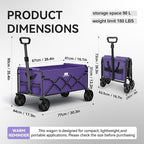Collapsible Foldable Wagon, Foldig Cart with Wheel Heavy Duty with 180lbs Weight Capacity Lightweight Utility Camping Wagon for Groceries Garden Beach Sports Fishing(Violet)