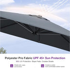 PURPLE LEAF Patio Umbrella with Base 10 Feet Outdoor Cantilever Square Umbrella Aluminum Offset Umbrella with 360-degree Rotation for Garden Deck Pool Patio, Grey