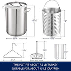ARC 32QT Seafood Boiling Kit, 200,000BTU Propane Burner and 36" Mixing Paddle, Crawfish Boil Pot w/Basket and Steamer Rack, Outdoors Cooking and Steaming, Large Turkey Fryer Pot, Lobster Shrimp Pot