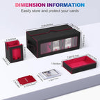 Commander Deck Box for MTG, 6-Deck Modular Card Case with Dice Tray Holds 600+ Double-sleeved Cards, Removable Trading Cards Storage Box with 35PT Magnetic Card Holders for TCG, Black Red