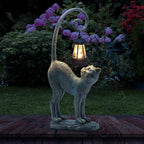 Solar Cat Outdoor Statues Halloween for Garden: Outdoor Decor Cat Figurine for Yard, Lawn, Patio, Porch, Balcony - Animal Art for Home Backyard - Birthday Gifts for Women Grandma Mom Sister