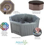 AquaLife Invi 5-Person Hot Tub with 11 Hydro Jets, LED Lighting & Insulated Cover – Non-Lounger Spa for Relaxation & Therapy