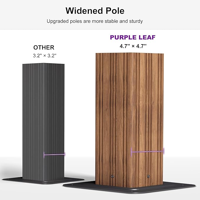 PURPLE LEAF 12' X 14' Outdoor Hardtop Gazebo for Patio Galvanized Steel Double Roof Permanent Canopy Teak Finish Coated Aluminum Frame Pavilion Gazebo with Netting and String Lights