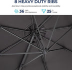 SUNVIVI OUTDOOR Outdoor Patio Umbrella, Patio Umbrella, Market Umbrella, Large Outdoor Umbrella, Metal Pole Umbrella with Push Button Tilt and Crank, Polyester Canopy