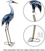 33-35 Inch Blue Heron Garden Statues for Outside, Metal Cranes for Yard Outdoor Decor, Standing Bird Sculptures for Patio, Lawn, and Backyard, Garden Sculptures & Statues, Set of 2