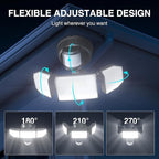 85W LED Security Lights Motion Sensor Light Outdoor, 8500LM Dusk to Dawn, IP65 Waterproof, 6500K, 3 Head Motion Detected Flood Light, Floodlight for Outside, Garage, Yard, Porch (Black)