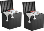 33 Gallon Deck Box Set of 2, Small Outdoor Storage Box Waterproof, Lockable Secure Package Bin Delivery Box for Outside, Patio Cushions Storage Box, Delivery Driver Snack Box for Porch, Black