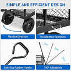 Yesker Steel Garden Carts - 1100lbs Dump Wagon with All Terrain Inflatable Wheels for Yard Lawn Farms Gardening - Heavy Duty Utility Outdoor Hauling Wheelbarrow