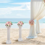 Roman Column Pedestal, Plastic White Columns for Weddings Indoor/Outdoor Roman Pillar Stand for Table Sculptures, Vase, Garden Decor (2PCS, 10.6 x 34.6 Inch Round)