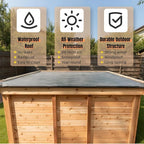 ZONEMEL Outdoor Red Cedar Steam Sauna for 8 Person, Modern Square with Porch, Full-Glass Front, 8KW ETL Harvia Heater, LED Lighting, Waterproof Roof, Double Bench, Complete Accessories