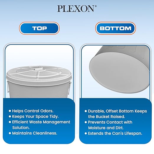 Plexon Large Metal Trash Can with Lid 20 Gallon, Decorative Outdoor Trash Can Heavy Duty Galvanized Metal Bucket with Lid for Garage Workshop Ash Storage Farmhouse, Gray