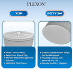 Plexon Large Metal Trash Can with Lid 20 Gallon, Decorative Outdoor Trash Can Heavy Duty Galvanized Metal Bucket with Lid for Garage Workshop Ash Storage Farmhouse, Gray 3 Pack