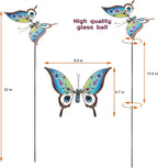 Juegoal Set of 4 Butterfly Garden Stake Decor, 32" Metal Colorful Butterflies Stakes, Yard Art Ornaments for Mom, Mothers Day Ideal Gifts, Outdoor Lawn Porch Pathway Patio Plant Pot Flower Bed