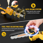 2-in-1 Electric Pole Saw - 6 Inch Brushless Mini Chainsaw with Extension Pole,2x3.0Ah Batteries,Auto Oiling,Lightweight,15.7FT Reach Extension Tree Trimmer Cordless Pole Saws for Tree Trimming Pruning