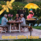 Bird Feeder Solar Garden Decor, Waterproof Flamingo Metal Wildbird Cardinals Hummingbirds Feeders with LED Lights, Gifts for Mom Grandma Bird Lovers Outdoor Path Yard Decoration