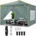 COBIZI 10x10 Pop Up Canopy Party Tents for Parties Waterproof Outdoor Canopy with 4 Sidewalls and 4 Sandbags UV Protection 50+ Commercial Wedding Portable Tent for Backyard, Gray