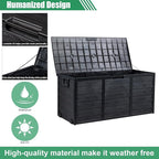 VINGLI 75 Gallon Resin Outdoor Deck Box, 75 Gallon Patio Storage Box with Side Handles, Lockable Storage Containers for Patio Furniture Cushions, Pool Accessories, Garden Tools, Full Black