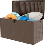 99 Gallon Outdoor Storage Box Waterproof, Patio Deck Storage Box For Package Delivery, Lockable Resin Deck Box, Deck Box Container for Furniture Cushions, Garden Tools, Pool Accessories