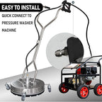 Hourleey 24" Pressure Washer Surface Cleaner with Dual Handles, Stainless Steel Surface Cleaner with 4 Wheels for Driveways, Pathway, Sidewalks, Patios, Decks, 4500 PSI with 3/8" Quick Connector Kit