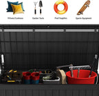 Mars Villa 150 Gallon Outdoor Storage Box, Large Resin Deck Box Waterproof, for Pool Supplies Storage, Outdoor Patio Furniture Cushions, with Hydraulic Hinge, UV-Resistant and Weatherproof, Black