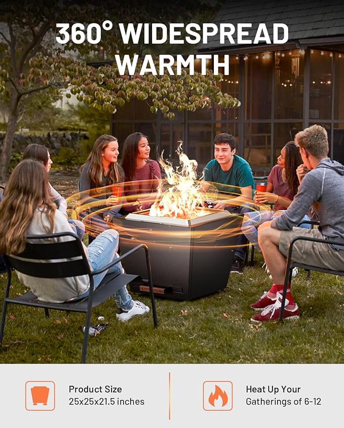 LEGACY HEATING Smokeless Fire Pit, Portable Outdoor Firepits 25 inch, Carry Handle for Backyard Patio Camping Bonfire, Stainless Steel, Ideal for 6-12 People, 46.74 lbs, Black, Cyberpit One Pro