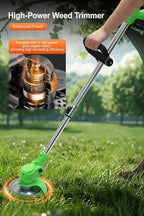 Cordless Weed Wacker,Lightweight and Telescopic Design,Triple Safety Protection,Electric Weed Eater,2 Efficient Batteries, Grass Trimmer Cordless for Lawn, Yard, Garden,Green