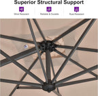 PURPLE LEAF 11 Feet Patio Umbrella Outdoor Cantilever Round Umbrella Aluminum Offset Umbrella with 360-degree Rotation for Garden Deck Pool Patio, Beige