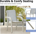 Patio Chairs Set of 8, Outdoor Dining Chairs with Breathable Textilene Fabric, Stackable Patio Chairs for Lawn, Garden, Backyard, Poolside, Beige
