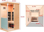 Small Sauna Far Infrared Saunas for Home 1 Person, 1060W, 6 Heating Panels, Hemlock Wooden Indoor Sauna Room with Tempered Glass, Left Door Opening, Blue-Tooth, LCD-Display Control