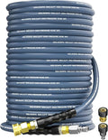 Pressure Washer Hose 125FT 3/8" for Cold and Hot Water 212°F, with Swivel Quick Connect, 4500PSI Kink Resistant Grade Steel Wire Braided, Power Washer Hose With 2pcs M22-14mm Adapter