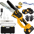 Cordless Mini Chainsaw,8 & 6 Inch Hand Chainsaw with 2×4.0Ah Battery,Tool-Free Installation Brushless Chain Saw with Automatic Oiling Device,Small Motosierra for Wood Cutting Tree & Pruning