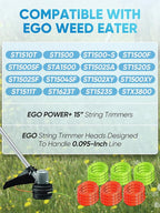 12 Pack AL2420PD Replacement Twisted Trimmer Line Compatible with All EGO 15-Inch String Trimmers Weed Eater, Dual Color Pre-Cut 0.095" 168Ft Weed Wacker String line for EGO Trimmers String