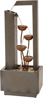 XBrand Metal Sculptural Multi-Tiered Flower Water Fountain, Gray and Bronze, 38" Tall