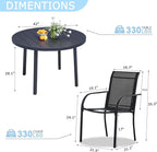 5 Pieces Round Dining Table Set for 4, Patio Dining Set Includes 4 Black Stackable Patio Chairs and 1 Black Round Table, Patio Furniture Sets with Sling Support for Outside, Garden