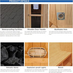 ZONEMEL Outdoor Barrel Steam Sauna, Canadian Pine Wood Sauna Room for 6 Person with 6KW ETL Certified TOULE Heater, Rocks, 8mm Tempered Glass, Waterproof System