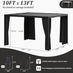 Gazebo Universal Replacement Privacy Curtain,10'×13' Gazebo Outdoor Waterproof Curtains, 4-Panels Sidewall Curtains with Double Zipper for Patio Canopy, Garden and Backyard (Curtain Only)