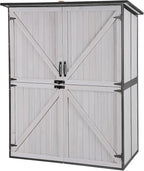Aivituvin Outdoor Storage Shed Upgraded with Strong Metal Frame Garden Tool Shed Storage House Cabinet with Adjustable Shelfs and Wooden Floor 4.6 x 2.42FT (Off-White)