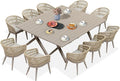 PURPLE LEAF 12 Pieces Outdoor Dining Sets All-Weather PE Rattan Outdoor Patio Furniture Set with All Aluminum Frame Outdoor Table and Chairs Set for Lawn Garden Backyard Deck, Champagne