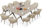 PURPLE LEAF 12 Pieces Outdoor Dining Sets All-Weather PE Rattan Outdoor Patio Furniture Set with All Aluminum Frame Outdoor Table and Chairs Set for Lawn Garden Backyard Deck, Champagne