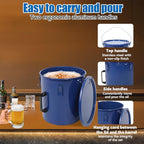 6 Gallon Commercial Fryer Oil Bucket with Lid, Fryer Grease Bucket, Coated Carbon Steel Fryer Oil Container with Rubber Seal, Rustproof, Leakproof, Filter Bag for Hot Cooking Oil Filteringm, Blue