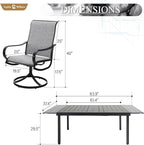 Sophia & William Outdoor Dining Set Patio Dining Sets Patio Table and Chairs Set 9 Pieces Outdoor Dining Table for 8 with Swivel Patio Chairs Patio Set for Garden Pool All Weather Grey